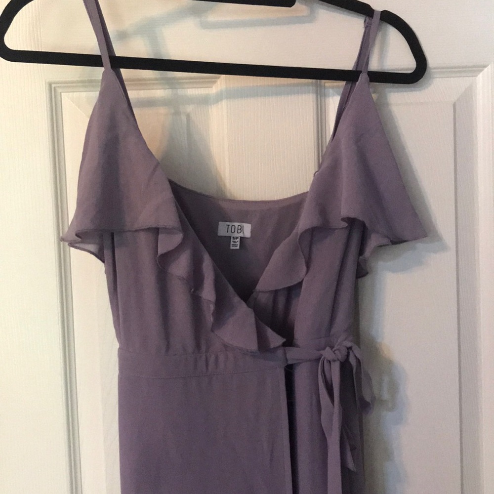 Tobi dusty purple wrap ruffled maxi dress